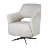 Featuring a large rounded single chair in neutral grey