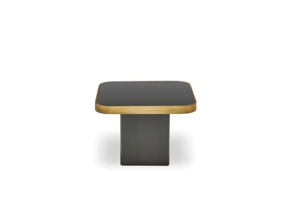 Featuring a low spare coffee table with rounded edges
